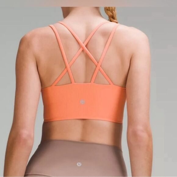 Lululemon Like a Cloud Ribbed Longline Bra Light Support 12 D/DD melon NWT in pk - Picture 3 of 5